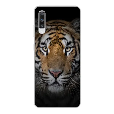 Produktbild von MuchoWow® Handyhülle Schutzhülle Hülle für Samsung Galaxy A70 Tiger - Wildtiere - Porträt - Schwarz - Tiere Silikon Softcase Handy Hülle - Schutzhaube