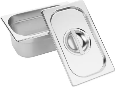Produktbild von Vogue GN-Behälter GN1/9 mit Deckel - 10cm - 12 Behälter - Edelstahl