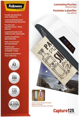 Zdjęcie produktu dla Fellowes 5329001, A3, 125 µm, Połysk, 100 szt.