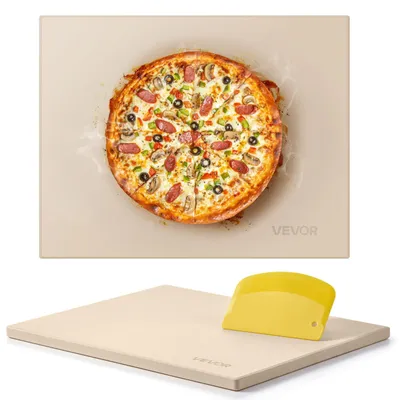 Obrázek produktu pro VEVOR, kamenná deska na pizzu, obdélníková, 38 x 30 cm, vyrobená z cordieritu, extra velká, s odstraňovačem těsta, tloušťka 15 mm, odolná vůči vysokým teplotám, vhodná do trouby, pro pečení chleba a pizz, a také pro grilování