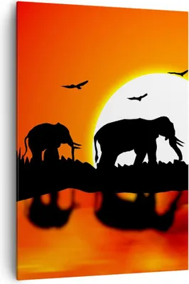 Produktbild von Bild auf Leinwand - Leinwandbild - Einteilig - Tiere Afrikaner Elefanten Natur - 70x100cm - Wand Bild - Wandbilder - Leinwanddruck - Wanddekoration - Leinwand bilder - Wandbild - PA70x100-0533