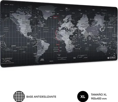 Immagine prodotto di SUBBLIM Mousepad World XL Tappetino per mouse Gaming da computer Nero
