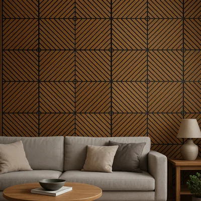 Obrázok produktu pre Dekoratívny nástenný panel 50x50 cm – čierny HDF a dub, 3D dizajn, len 6 mm tenký, jednoduchá montáž