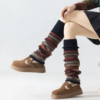 Produktbild von Damen lange Laufschuhüberzieher, gestapelte Socken, dicke warme Winterbeinwärmer, schwarze Kniehoseüberzieher