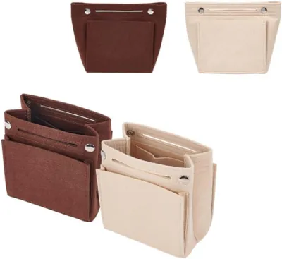 Produktbild von Famanu Handtaschen Organizer - Vlies - Kompakt - Mit Fächern - Kaffee und Beige