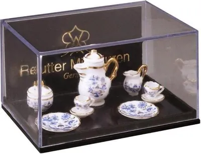 Produktbild von Miniatur Kaffeeservice Zwiebelmuster für 2 Personen aus Porzellan