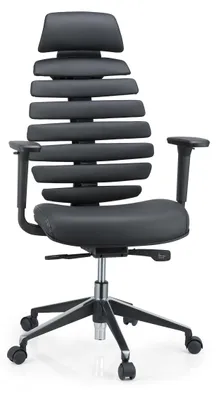 Zdjęcie produktu dla hjh OFFICE Profesjonalne krzesło biurowe ERGO LINE II PRO Ergonomiczne krzesło biurowe z podłokietnikami (regulacją wysokości) Skórzane, czarne Krzesło obrotowe do biura i domu