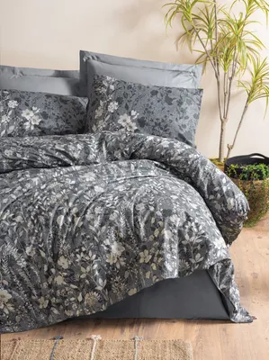 Produktbild von L'Essentiel Linge de Maison, Comely - Anthracite, Einzelbettwäsche-Set (DE), Anthrazit, 100 % Baumwolle, 135 x 135 cm