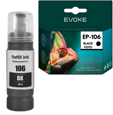Produktbild von Evoke kompatible Tinte für Epson 106 C13T00R140 Fotoschwarz 70 ml 5000 Seiten EcoTank L7160 L7180 ET-7700 ET-7750