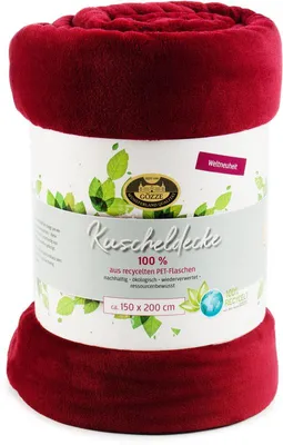 Produktbild von GÖZZE Wohndecke aus recycelten Materialien flauschige weiche nachhaltige Kuscheldecke Bordeaux 150 x 200 cm