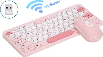 Produktbild von Kabellose Tastatur- und Maus-Kombination, 2,4 G, ergonomisch, kompakt, geraeuschlos fuer Computer und Laptop