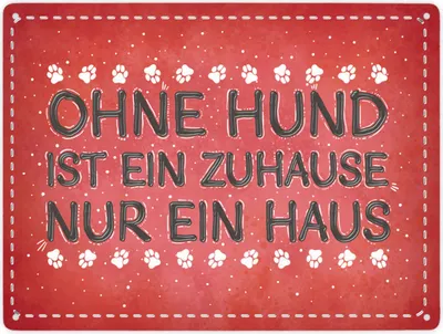 Produktbild von Ohne Hund ist ein Zuhause nur ein Haus Metallschild XXL