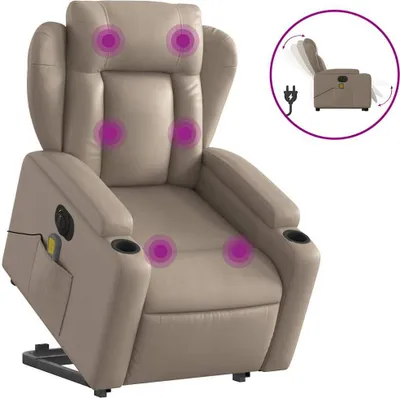 Image de vidaXL Fauteuil de massage avec releveur électrique Cappuccino similicuir