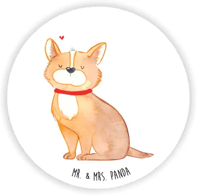 Produktbild von Mr. & Mrs. Panda magnet Hund Glück - Weiß - Geschenk, Kühlschrankmagnet, pinnwand, Sprüche, Herz, für pinwand, Liebe, haftmagnet, Süß, kühlschrank, Spruch