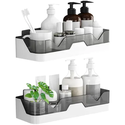 Produktbild von 2 STÜCKE Duschablage ohne Bohren, Set mit 2 STÜCKE Badregal ohne bohren, duschablage ohne bohren hält über 7 kg, Duschablage für Badezimmer/Küche