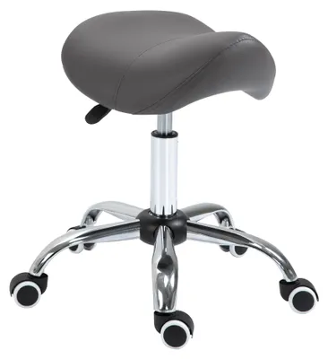 Productafbeelding van Rolkruk, zadelvormige zitting, in hoogte verstelbaar, 360° draaibaar, kunstleer, donkergrijs, 53 x 52 x 49-61 cm
