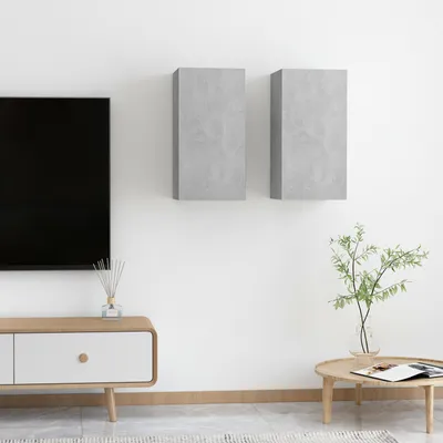 Obrázok produktu pre vidaXL | Nástenná skrinka na televízor | 2 ks, betónovo šedá, 30,5 x 30 x 60 cm, drevotrieska