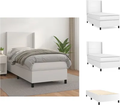 Obrázok produktu pre vidaXL Box spring posteľ s matracom biela 90x190 cm Imitácia kože - Postele a rámy postelí