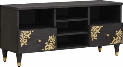 Zdjęcie produktu dla Szafka pod telewizor Czarny 100 x 33 x 46 cm Drewno z mango