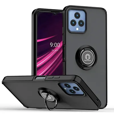 Immagine prodotto di Custodia per T-Mobile REVVL 6 traslucida opaca in TPU con supporto ad anello e supporto Nero
