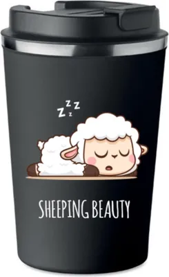 Produktbild von Premium Thermobecher mit Aufdruck SHEEPING BEAUTY OWCA 350ml 0,35l KT_025