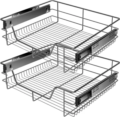 Image de KESSER® Tiroir télescopique en acier inoxydable chromé, insert pour tiroir de cuisine