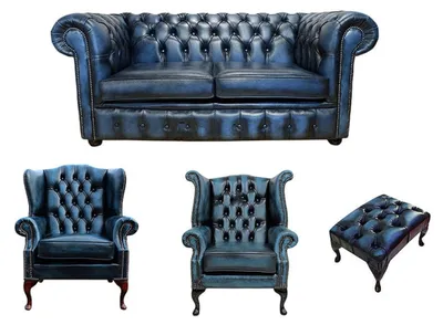 Produktbild von Chesterfield Design Luxus Polster Sofa Couch Sitz Garnitur Leder Textil Neu #427