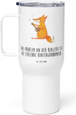 Produktbild von Mr. & Mrs. Panda thermosbecher Fuchs Gitarre - Weiß - Geschenk, Singen, To-Go-Becher, Kaffee-Thermobecher, Sänger, Lagerfeuer, Kaffee-to-go-Becher, Teetasse, Thermobecher