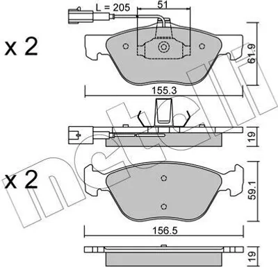 Produktbild von METELLI Bremsbeläge Satz Vorne Bremsklötze für ALFA ROMEO 166 (936) 22-0083-1