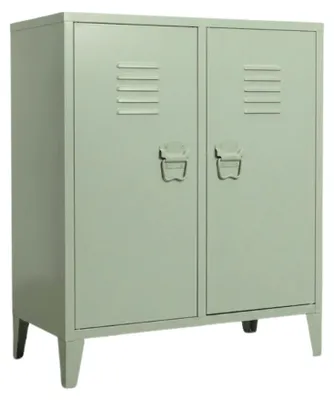 Produktbild von Industrial Sideboard Stahl Schrank Lowboard Spind 80 x 40 x 90cm Salbeigrün