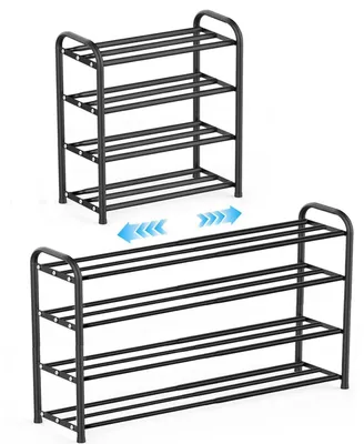 Immagine prodotto di Scaffale per scarpe in metallo, nero, estensibile da 43 a 78 cm, con 4 ripiani