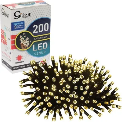 Immagine prodotto di Luci per albero di Natale 200 led con programmatore a 8 funzioni, colore bianco caldo per esterni