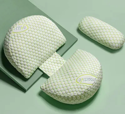 Image de （Vert）Coussin de grossesse en forme de coin pour dormir, coussin de grossesse amovible et réglable, soutien du coussin corporel de grossesse avec housse en bambou rafraîchissante et douce comme de la soie