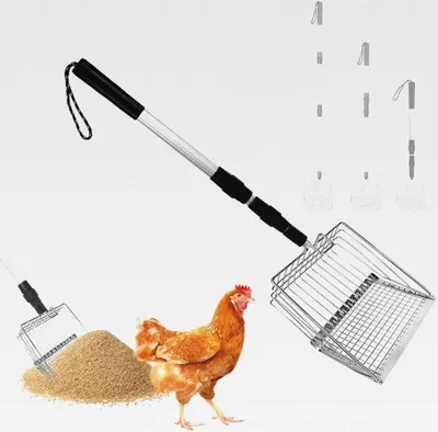 Produktbild von Hühnerkotschaufel,Siebschaufel für Hühnerstall Trennung 57-106cm,3 in 1 Einstellbare Hühnerschaufel aus Metall,Große Hühnerstall Zubehör,Ausziehbare Katzenstreuschaufel mit Langem Griff