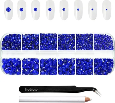 Productafbeelding van Blauwe Strassteentjes - Kristallen Decoratie - Knutselen en Decoreren - 8 Gesorteerde Maten - 2500 Stuks - Saffierblauw