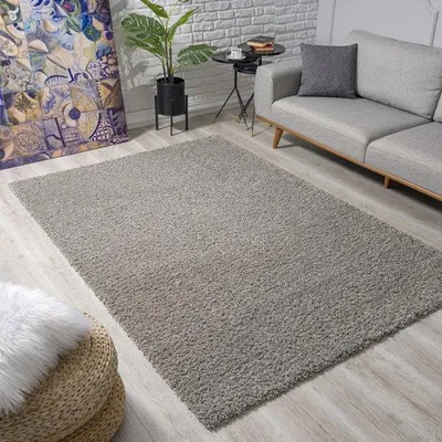 Obrázok produktu pre Uniqoos® Koberec s dlhým vlasom – jednotná svetlosivá farba, 120 x 170 cm, výška vlákien 35 mm, 100% polypropylén s príjemnou textúrou