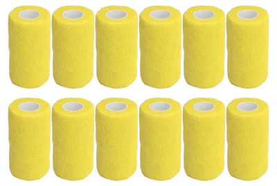 Produktbild von 12 Stück Bandagen aus Naturlatex, elastisch, selbstklebend, für Kühe, Hunde, Pferde, 10 cm, Gelb