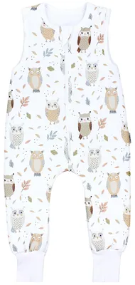 Produktbild von TupTam Baby Ganzjahresschlafsack mit Füßen - 2,5 TOG - - Unisex, Farbe: Eule Beige Pastellblau, Größe: 68-74