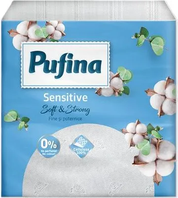 Produktbild von Reinigungstücher "Sensitive", weiß, 1/4-Falz, 1-lagig, 24 x 24 cm, 90 Stück, PUFINA PP20856