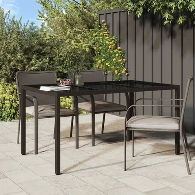 Obrázek produktu pro Maison Exclusive – zahradní stůl 150 × 90 × 75 cm, tvrzené sklo, poly ratan, hnědý