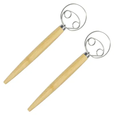 Produktbild von Dänischer Schneebesen,2 Stück Edelstahl Teigmischer,Brotteig Schneebesen zum Backen Kuchen Dessert, 13 Zoll.