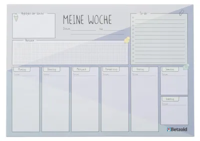 Produktbild von Betzold Schreibtischunterlage, DIN A2, 60 Blatt, Farbe: grau/blau