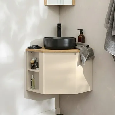 Produktbild von Eckwaschtisch-Set SORRENTO + schwarzes Waschbecken