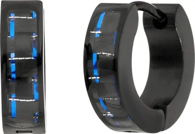 Produktbild von JOBO Creolen Edelstahl schwarz beschichtet mit Carbon blau Ohrringe