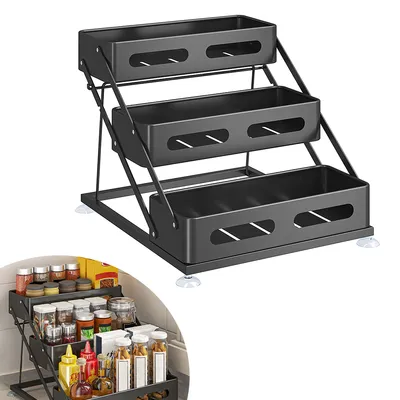 Produktbild von 3 Entagen Gewürzregal,Einstellbare Höhe Gewürz Organizer,Stehend Küchenregal 30x34.5 cm