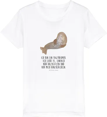 Produktbild von Mr. & Mrs. Panda Kleinkinder T-Shirt Robbe Lachen 3-4 Jahre (98/104) - Weiß - Geschenk, Shirts für Kinder, Nordsee, Strand, Robben, Kindershirt, Teenager, Jungen, Ostsee