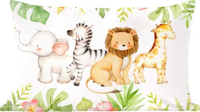 Produktbild von MuchoWow® Zierkissen Sofakissen Wohnzimmer Dekokissen 50x30 cm Dschungel - Tiere - Aquarellfarbe - Wohnzimmerdekoration - Polster mit Photo