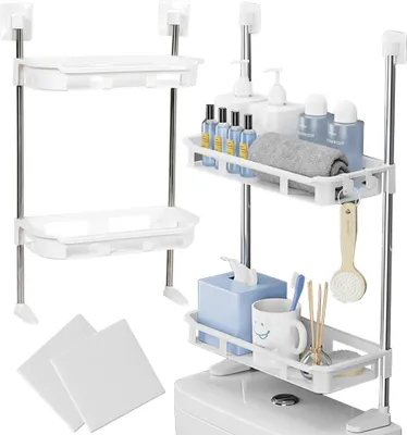 Produktbild von Badezimmerregal über dem Toilettensitz freistehende Toilette 2 Regale Toilettenregal
