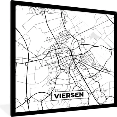 Produktbild von MuchoWow® Gerahmtes Poster Viersen - Karte - Stadtplan 40x40 cm - Poster mit Schwarzem Bilderrahmen Wandposter Rahmen Foto Bilder - Mit Rahmen - Wanddekoration Schlafzimmer