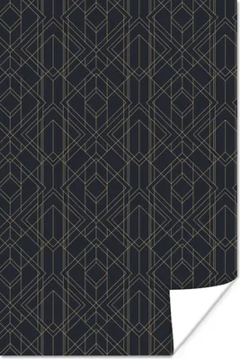 Produktbild von MuchoWow® Poster Muster - Art deco - Schwarz - Gold 120x180 cm - Kunstposter
